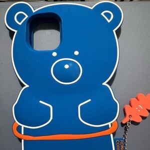 Blue Bear Phone Case with Orange Accents
